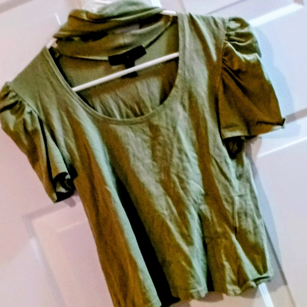 Elegant Olive Green Puff Sleeve Top